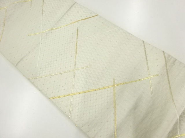 JAPANESE KIMONO / ANTIQUE FUKURO OBI / SILK / WOVEN ABSTRACT TASUKI LATTICE & CLASSICAL PATTERN